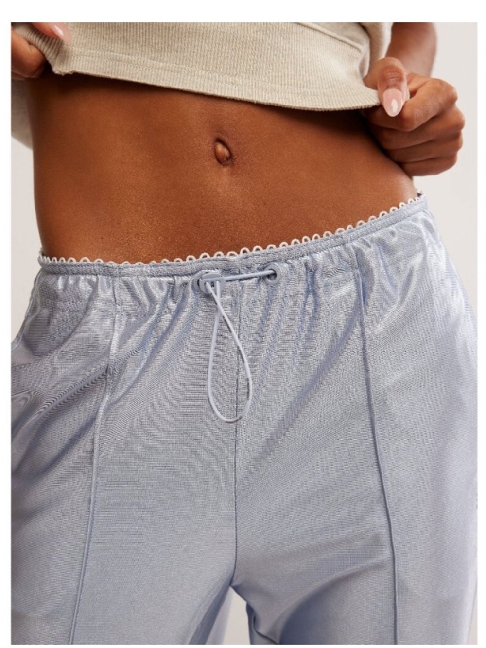 Free People NWT FP Movement by Free People Silver Satin Track Pants - Picture 6 of 12